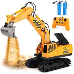 RC Excavator Toy, Remote Control Hydraulic Toy Car for 4, 5, 6, 7, 8 Year Old